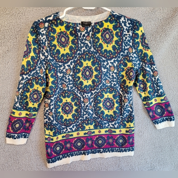 Talbots Colorful Pure Merino Wool Sweater Medium Petite - Picture 1 of 6